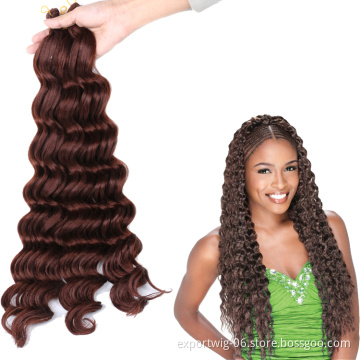 Wholesale Deep Wave Crochet Hair Deep Wave Ombre Colored Crochet Ocean Wave Water Synthetic Braiding Hair Twist Braids Curly